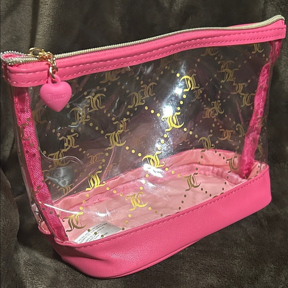 Juicy Couture Pink Clear Logo Cosmetic Pouch with Pink Body Wash - Picture 5 of 6